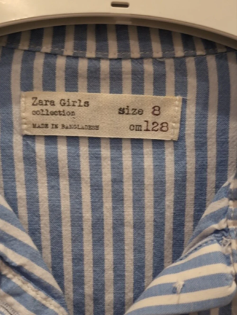Zara Blue and White Stripe Long-Sleeve Shirt Dress